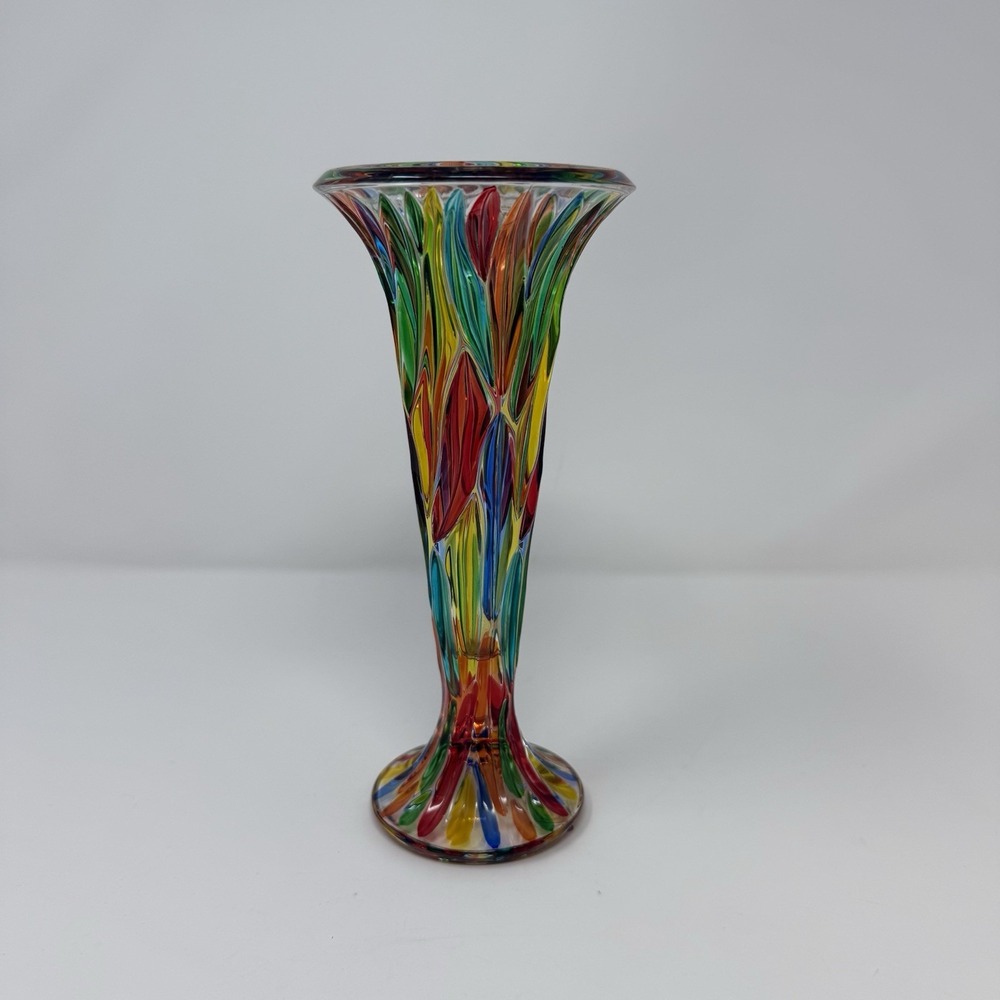 Vintage Due Zeta Venezia Rainbow Vase 7.75 Inches Tall